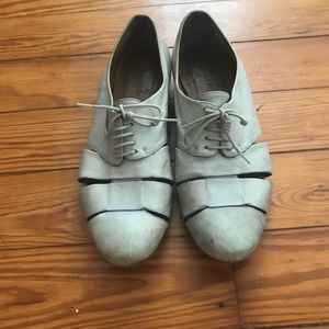 Cream Anthropologie Leather Oxfords